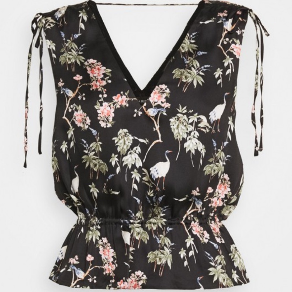 Petite Satin Ruched Cropped Peplum Top XS Petite